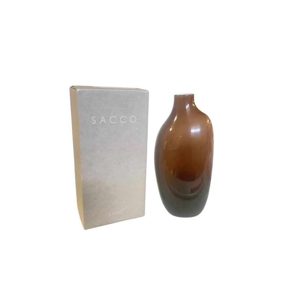 KINTO SACCO Amber Brown Glass Vase Modern Minimalist Home Decor Flower‎ Vessel